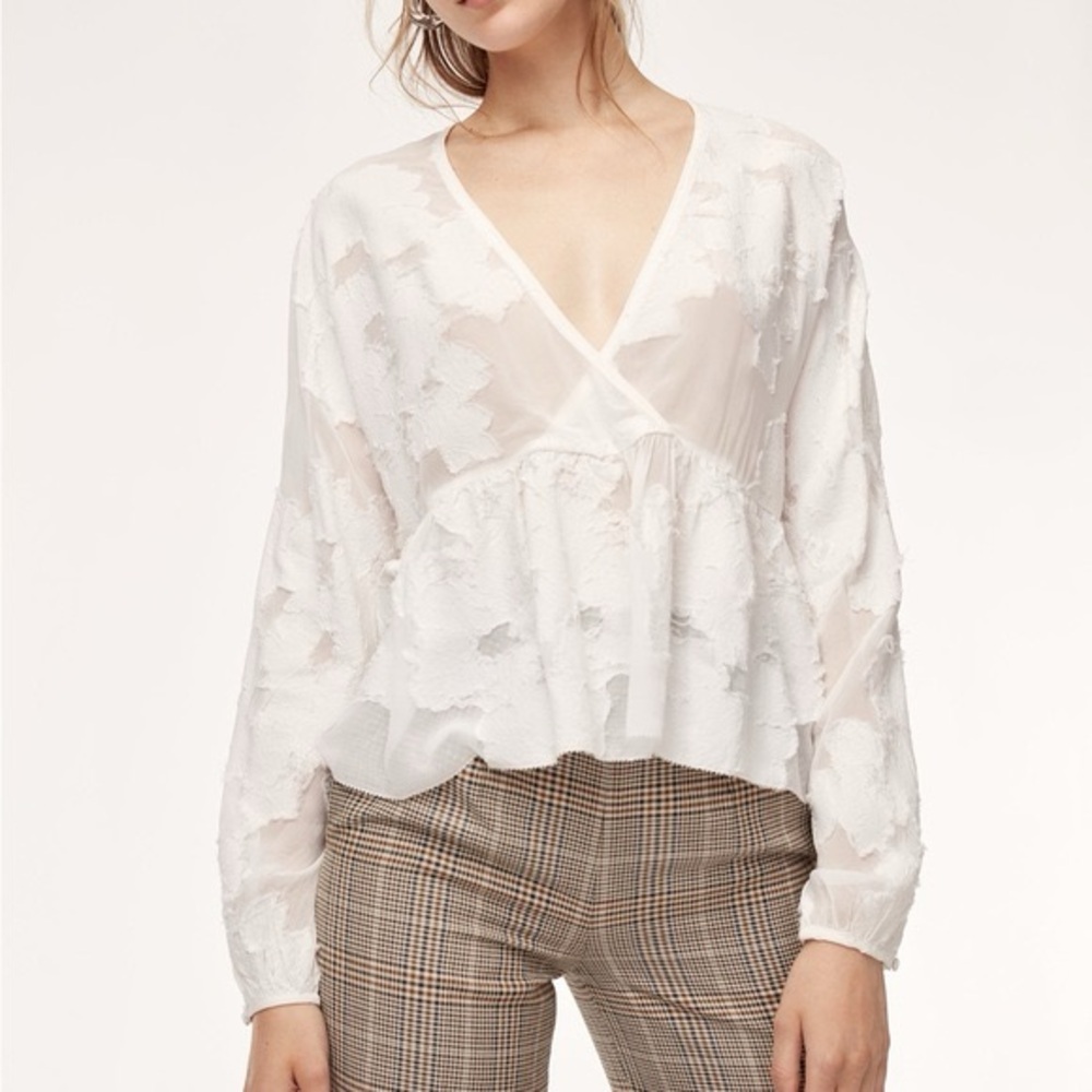 Wilfred Sheer White Floral Blouse